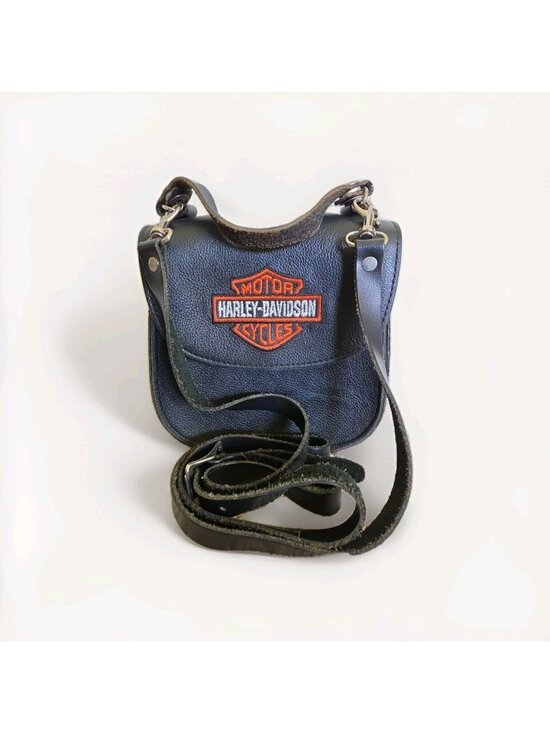 Harley-Davidson Handbags - VTG Harley-Davidson Leather Embroidered Mini Crossbody Saddle Bag Purse Y2K